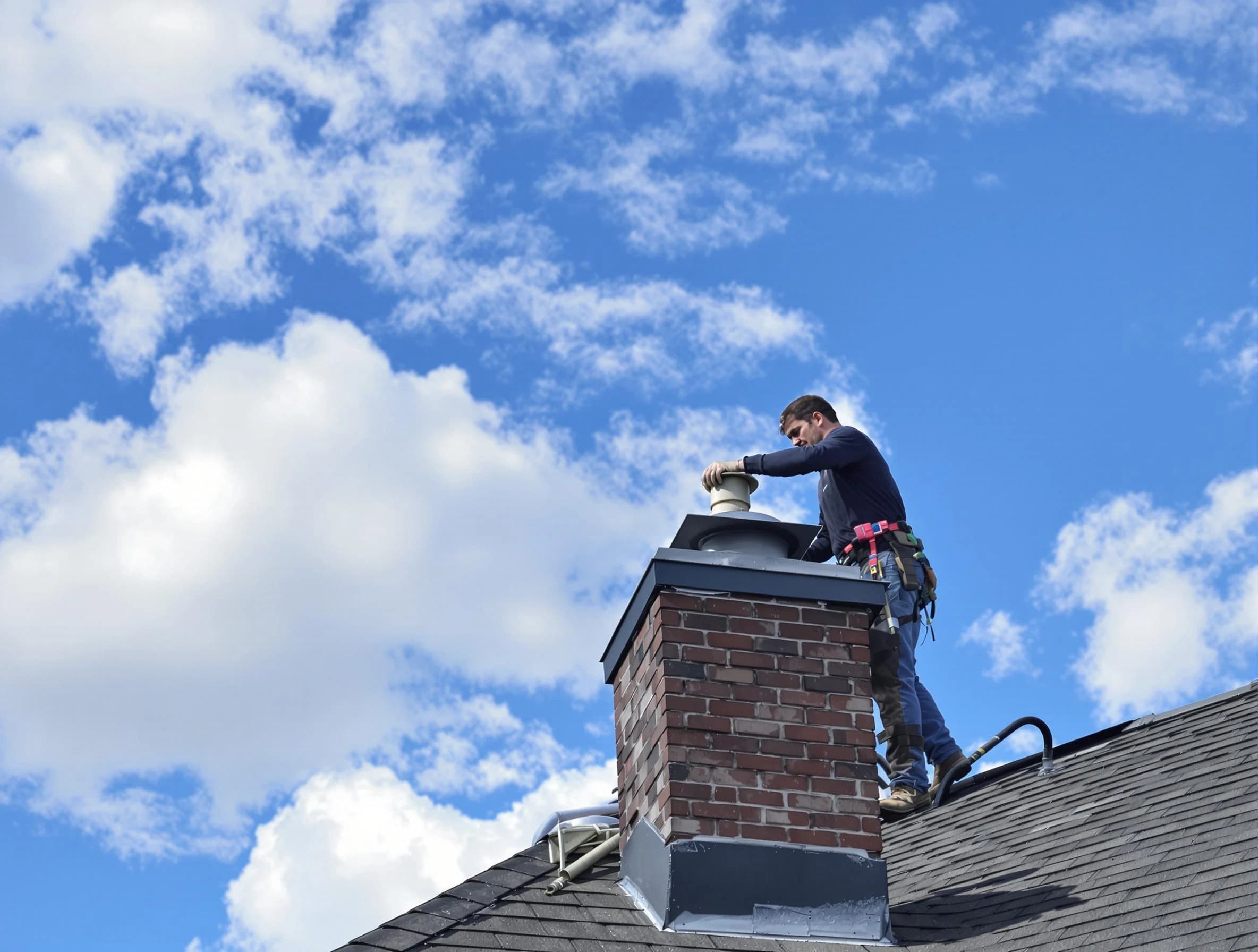 Forest Hills Chimney Sweep installing a sturdy chimney cap in Forest Hills, PA