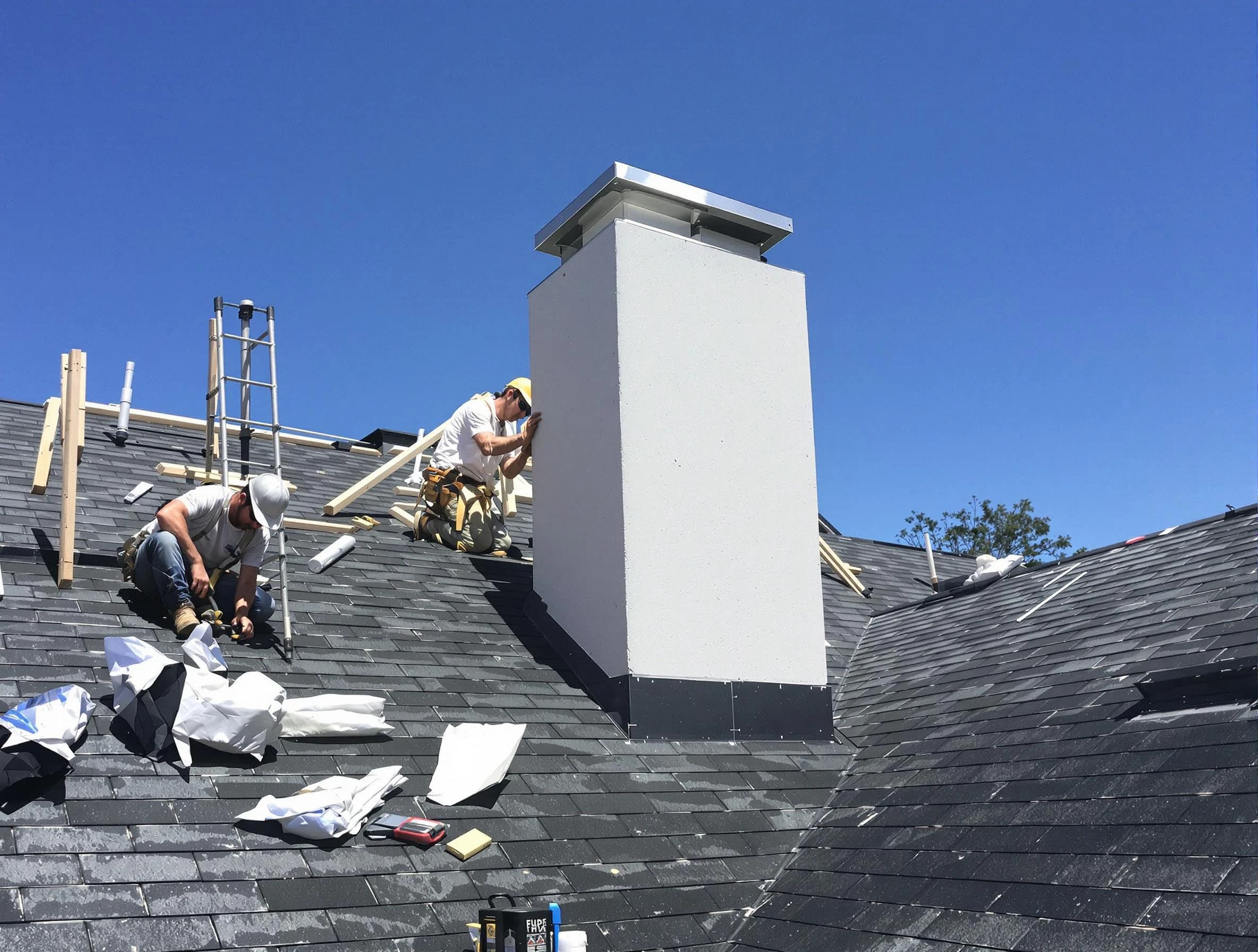 Forest Hills Chimney Sweep crew installing a new chimney in Forest Hills, PA