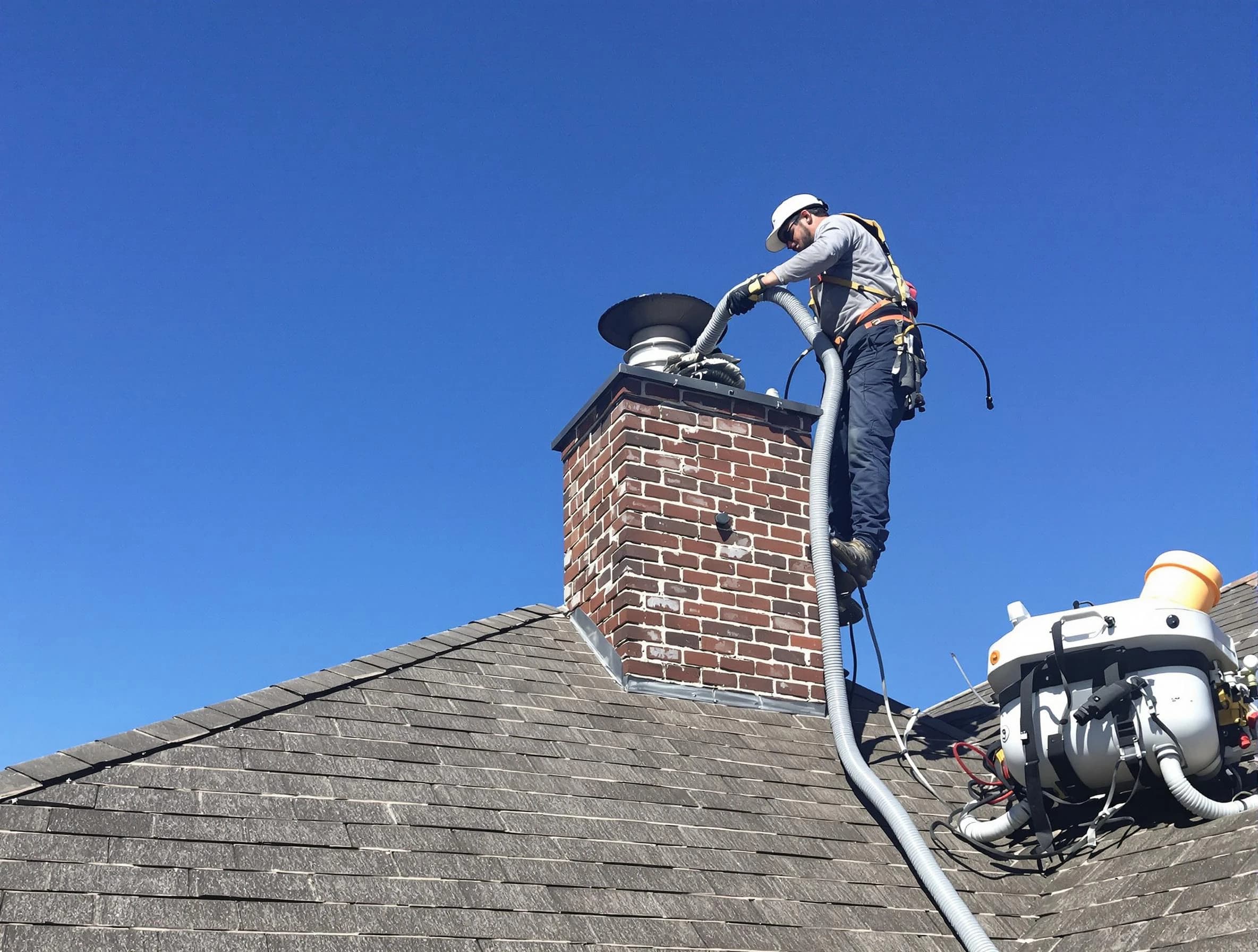 Dedicated Forest Hills Chimney Sweep team member cleaning a chimney in Forest Hills, PA