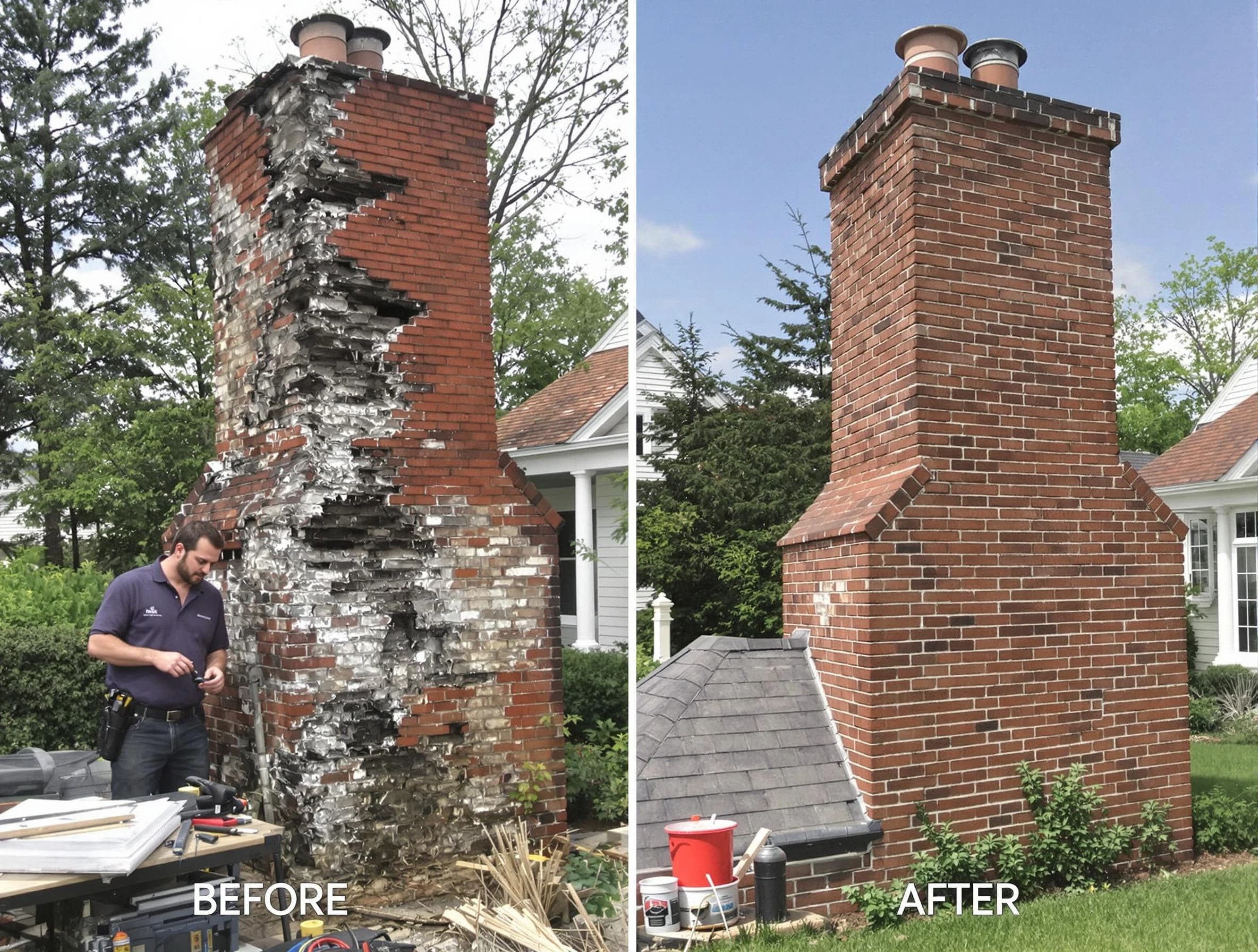 Forest Hills Chimney Sweep performing a full chimney restoration in Forest Hills, PA