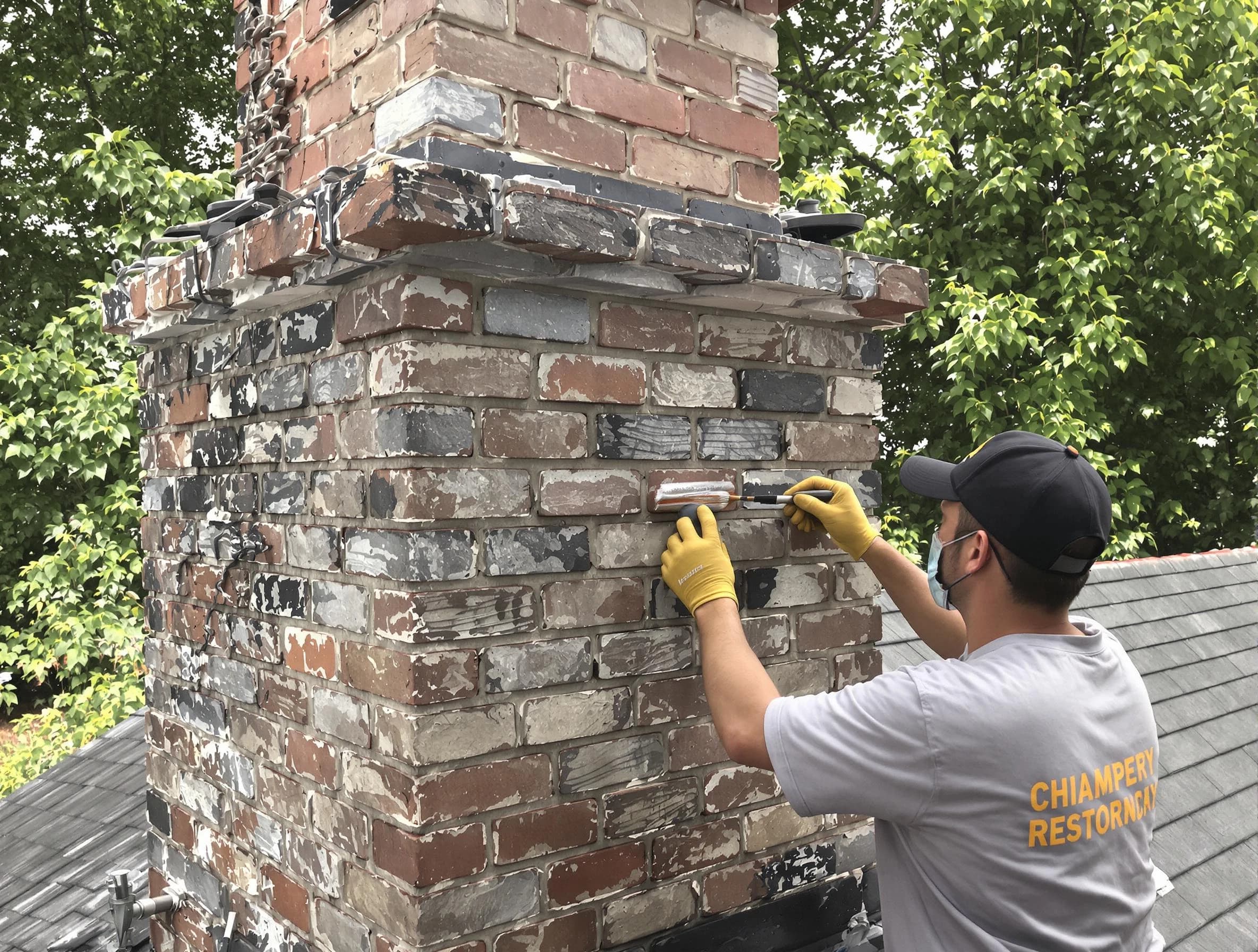 In-progress chimney restoration by Forest Hills Chimney Sweep in Forest Hills, PA