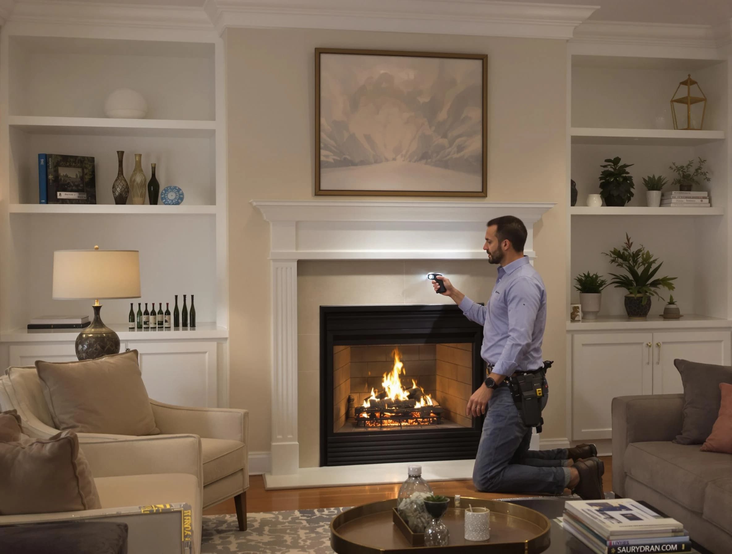 Forest Hills Chimney Sweep conducting a fireplace safety inspection in Forest Hills, PA