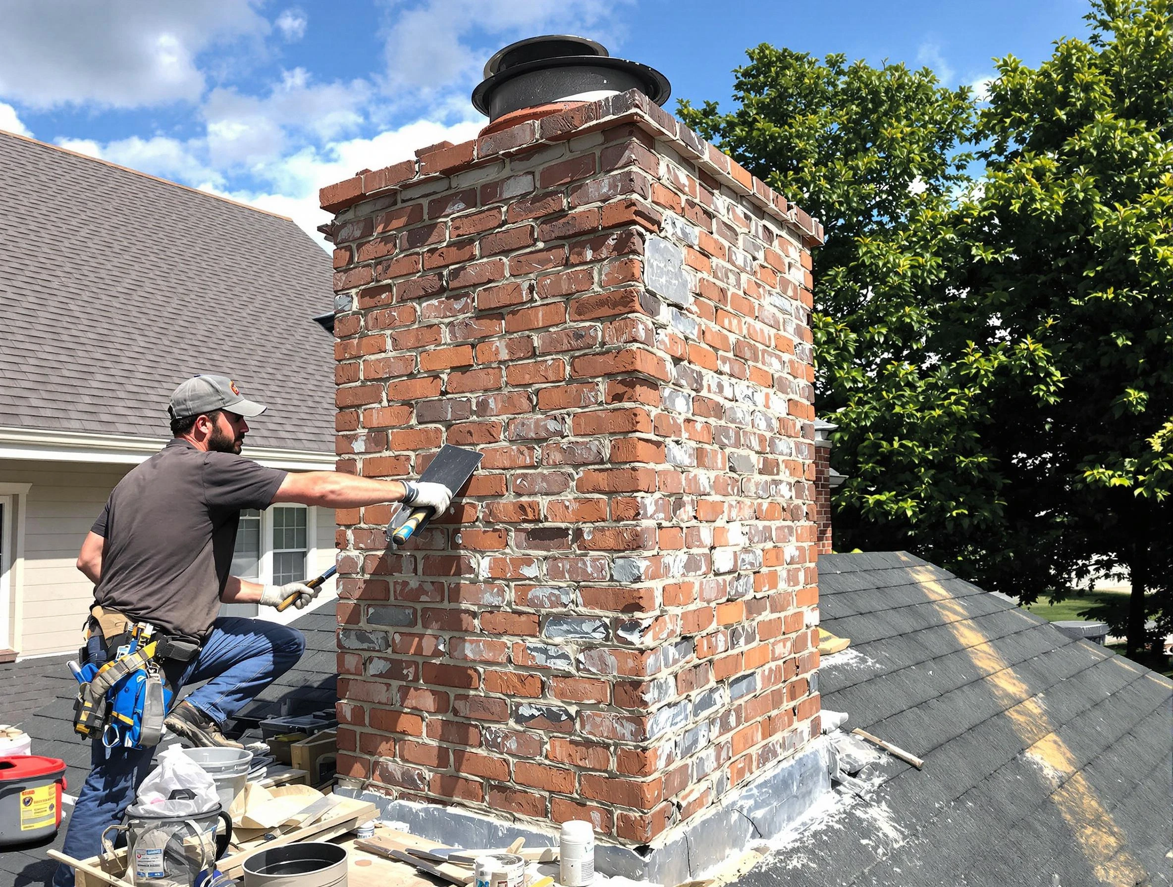 Completed chimney rebuild by Forest Hills Chimney Sweep in Forest Hills, PA