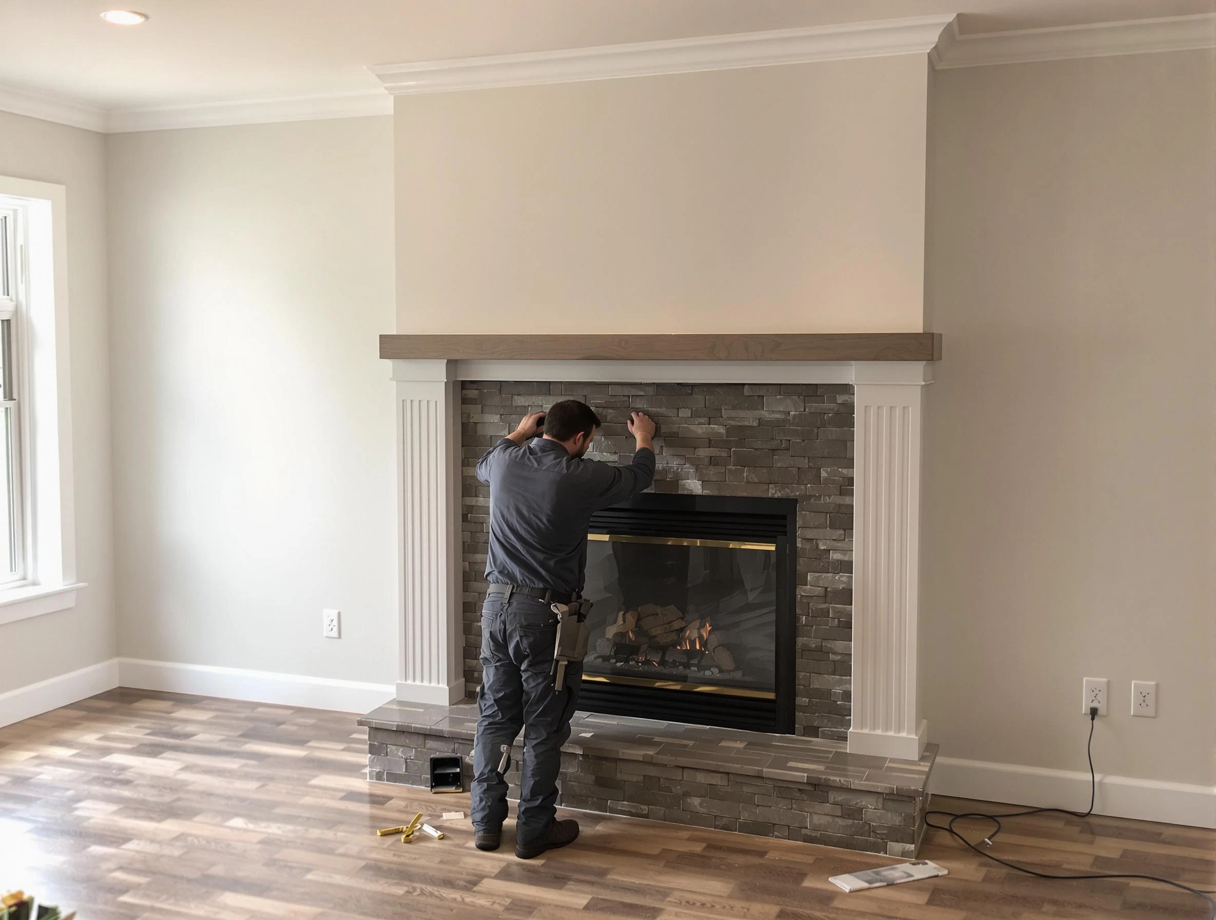Forest Hills Chimney Sweep finishing a custom fireplace install in Forest Hills, PA