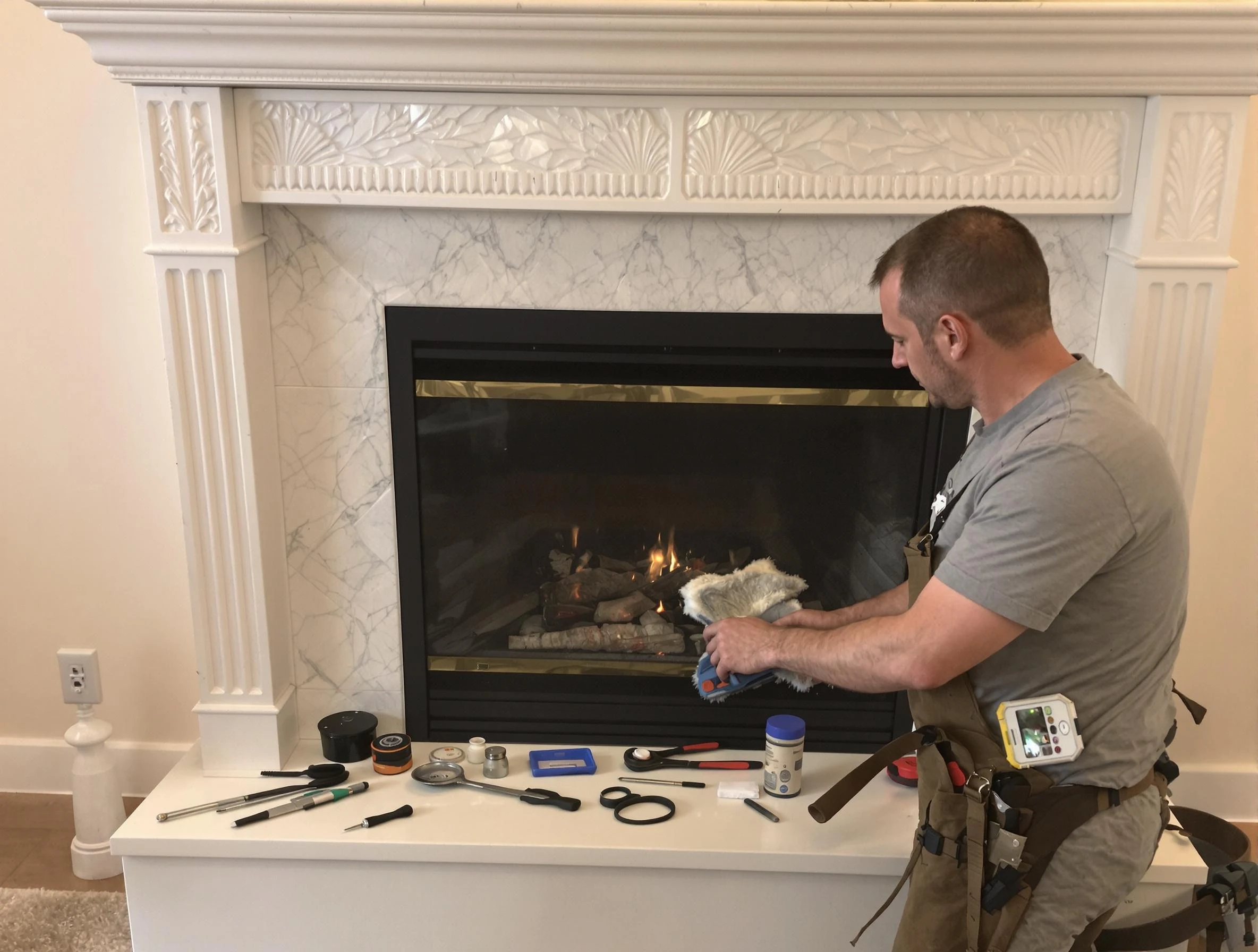 Forest Hills Chimney Sweep performing fireplace maintenance in Forest Hills, PA