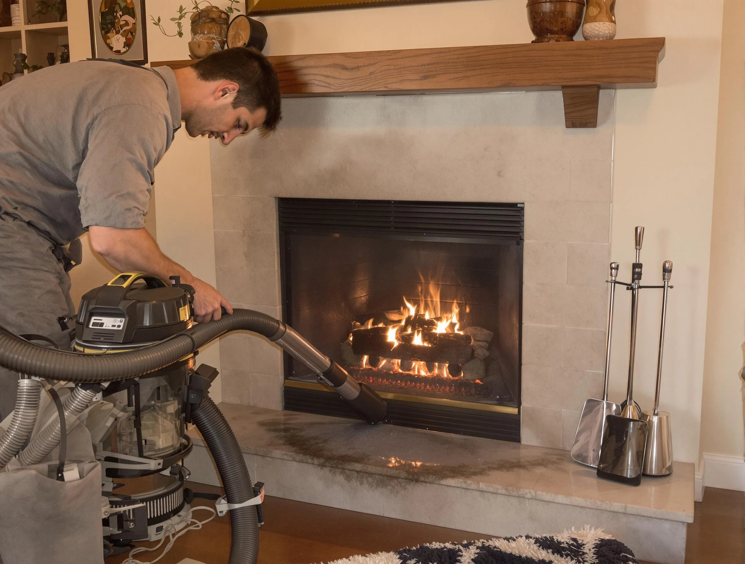 Routine fireplace upkeep by Forest Hills Chimney Sweep in Forest Hills, PA